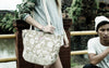 BURLAP PURSE - <br> WHITE $30
